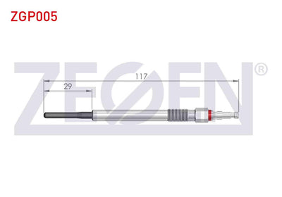 Zegen ZGP005 Glow Plug 4,4V Audi A3 (8P1) 2.0 TDI 2003-2012 / A4 (8Ec,B7) 2.0 TDI 2004-2008 / Volkswagen Passat (3C2) 2.0 TDI 2005-2008 / Jetta III (1K2) 2.0 TDI 2005-2010 / Skoda Superb