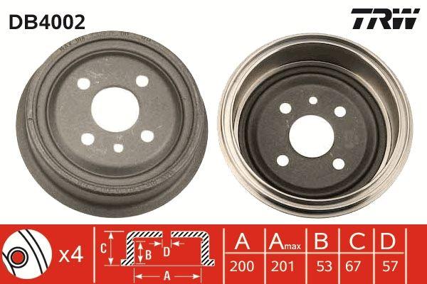 TRW DB4002 Rear Brake Drum Vectra A 1.6 Astra F 1.4 1.6 1.8 2.0 Ascona Kadett 79 94 Lanos — Brake Rotors & Drums