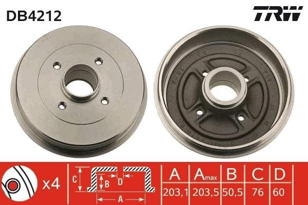 TRW DB4212 Brake Drum - Excellent Performance for Kangoo — Brake Rotors & Drums
