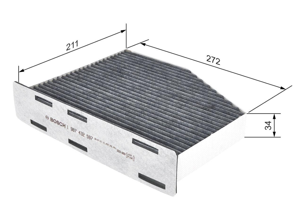 Bosch 1987432597 Cabin Air Filter Golf5-Jetta-Caddy-Passat-A3-Leon-Tiguan 04-13 — Air & Cabin Filters