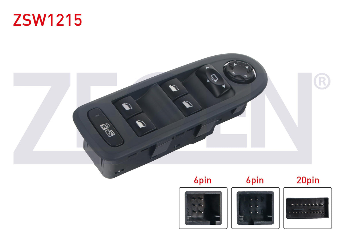 Zegen ZSW1215 Glass Release Switch Group Mirror Adjustable Folding with Frame 32 Pin Peugeot 308 2007-2013