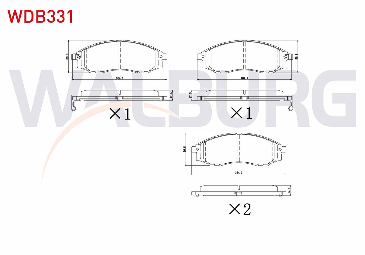 WALBURG WDB331 Brake Pad Front with Wear Indicator Nissan Pick Up (D22) 2.5 DI 4Wd 1998-/ Np300 Skystar 2.5 dCi — Brake Pads