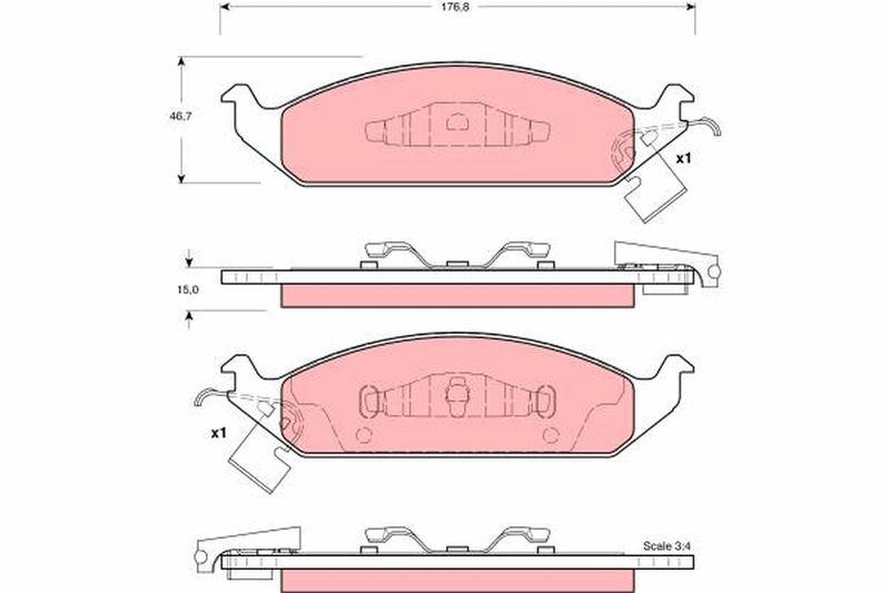 TRW GDB4016 Disc Brake Pad Front (Chrysler Cirrus 94-00 Stratus 95-01) — Brake Pads