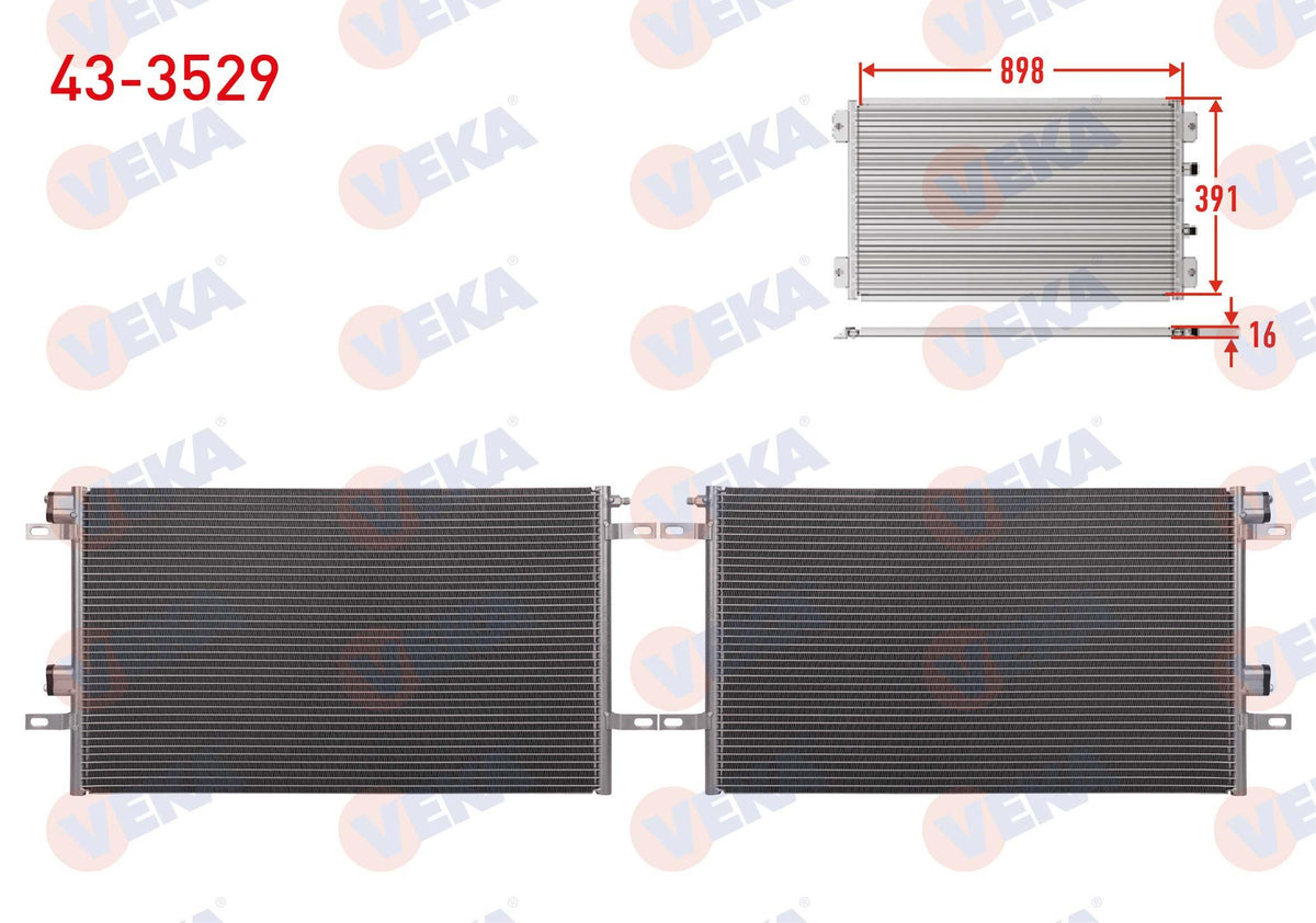 Veka 43-3529 A/C Condenser Renault Laguna II (Bg0 / 1) 1.6i 16V 2001-2007 — Condensers & Evaporators