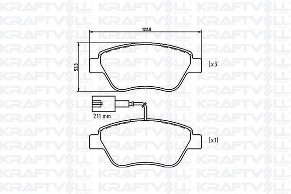 Kraftvoll 07010034 Front Brake Pad Fiat Bravo II Fiorino Panda Stilo 05 > Citroën Nemo 10 > Peugeot Bipper 10 > — Brake Pads