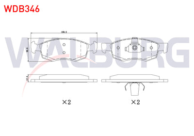 WALBURG WDB346 Brake Pad Front Dacia Logan 1.5 dCi 2004-2012 / Logan 1.4 2004-2012 / Logan 1.6 16V 2004-2012 / S — Brake Pads