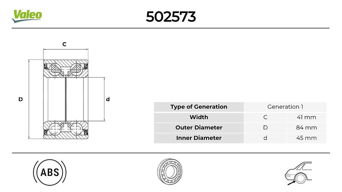 Valeo 502573 Rear Wheel Bearing BMW F22 F87 F23 F30 F80 F31 F34 F32 F82 F33 F83 F36 Mercedes W176 W246 X156 — Wheel Bearings