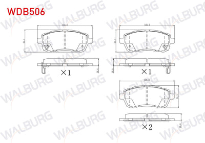 WALBURG WDB506 Brake Pad Front Ford Fiesta VI 2008-2017 / Daihatsu Materia 2006-/ Sirion 2005-/ Mazda 2 1.5i 2007-2015 / Suzuki Baleno 2016-/ Swift IV-V 2010