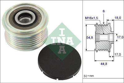 INA 535011410 Alternator Pulley Clio-Kng 1.5 dCi 6 Grooved — Starting & Charging