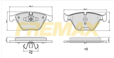 Fremax FBP-1664 Front Brake Pad (Corbon Formula) BMW E90-E90 LCI-E91-E91 LCI-E92-E92 LCI-E93-E93 LCI-X1 E84 2005 — Brake Pads