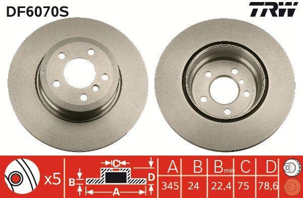 TRW DF6070S Brake Disc Rear BMW X5 E70/F15/F85, X6 E71/E72/F16/F86 07-19 Set — Brake Rotors & Drums