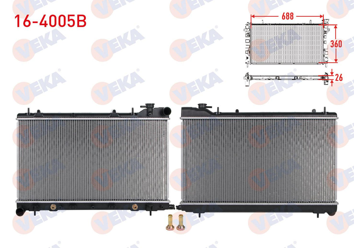 Veka 16-4005B Su Radiator Brazing Subaru Forester (Sg) 2.0i Awd 2002-2007 — Radiators & Fans