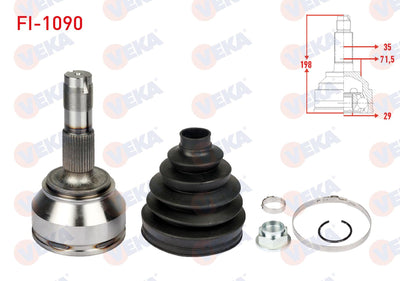 Veka FI-1090 CV Joint Left-Right Front Outer (Thermoplastic with Boot) Fiat Ducato (250) 2.3 Mjt I — Axles, CV Joints & Boots