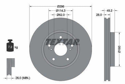 Textar 92174303 *2 Brake Disc Front Is C (Gse2_) 250 (Gse20) 220D 09-| Set of 2 — Brake Rotors & Drums