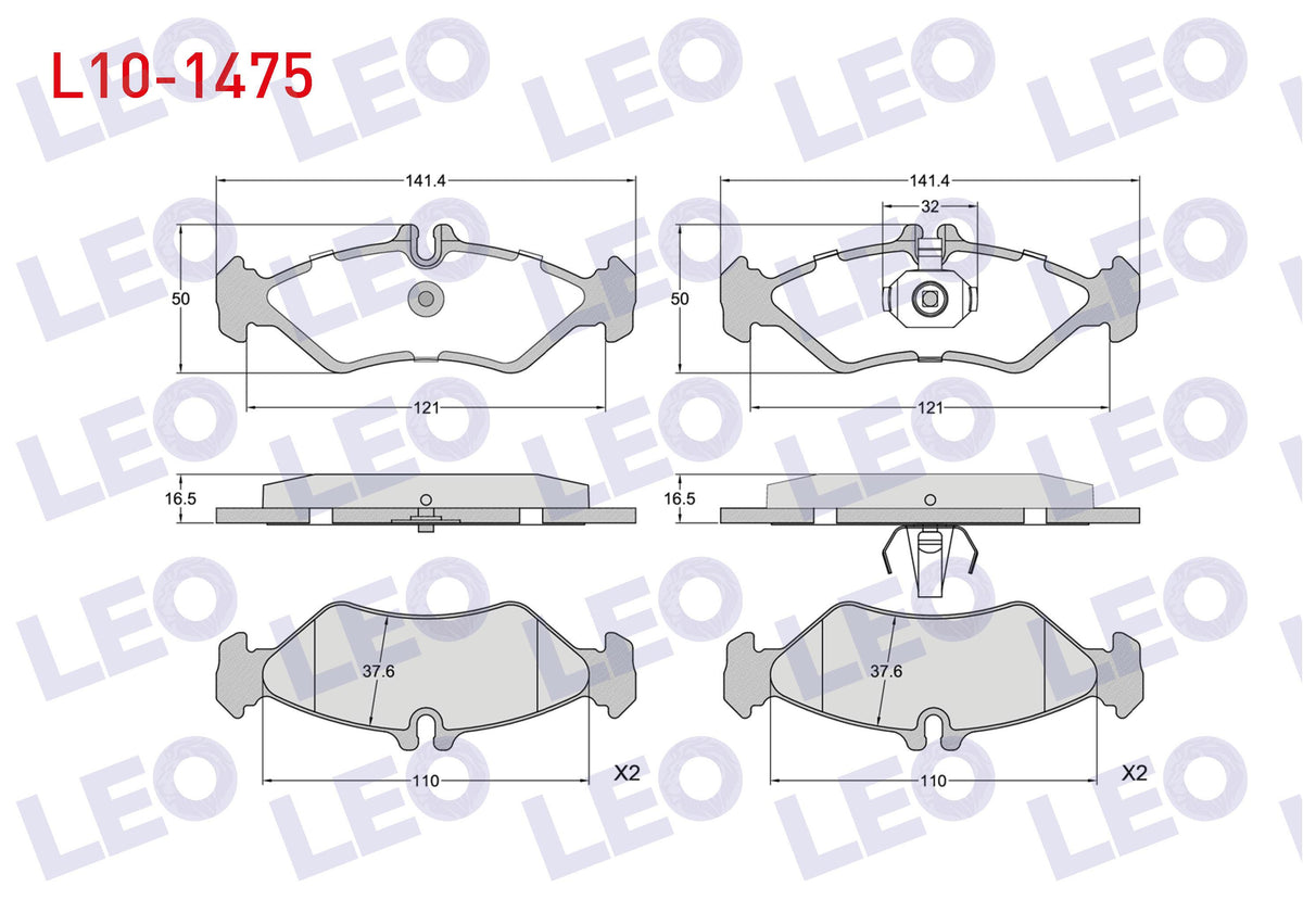 LEO L10-1475 Brake Pad Rear Mercedes Sprinter 2T (901,902) 210 D 1995-2006 / Sprinter 2T (901 — Brake Pads