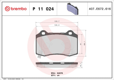 Brembo P11024 Brake Pad Rear Low-Met Chevrolet — Brake Pads