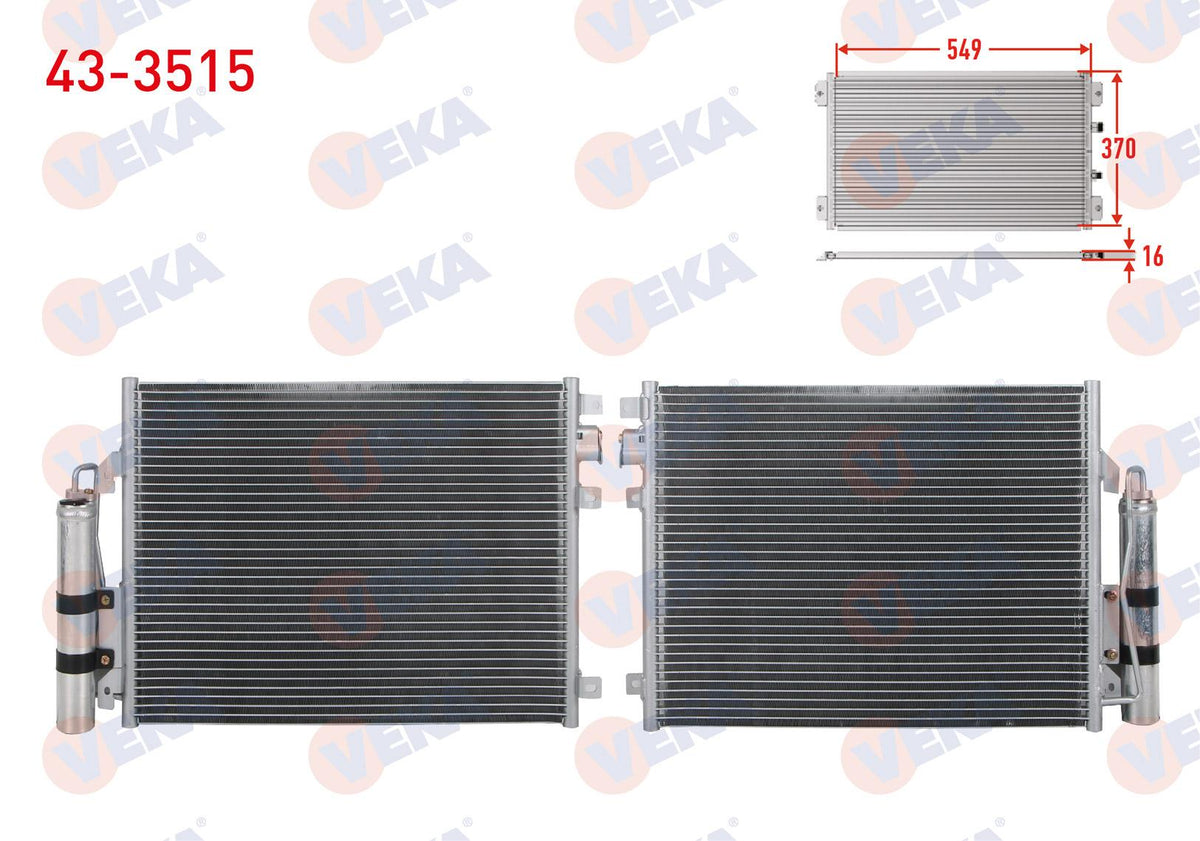 Veka 43-3515 A/C Condenser Renault Kangoo (Kc0 / 1) 1.5 dCi Tuplu M-T 1998-2008 — Condensers & Evaporators