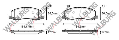 WALBURG WDB535 Brake Pad with Wear Indicator Front Opel Insignia 2.0 T 18 Rim 2008-/ Insignia 2.0 CDTi 2008