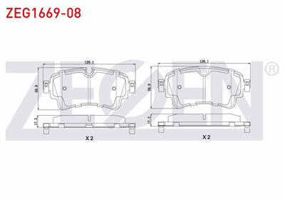 Zegen ZEG1669-08 Brake Pad Rear Audi A4 (8W2,B9) 2.0 TDI 2015-/A4 (8W2 — Brake Pads