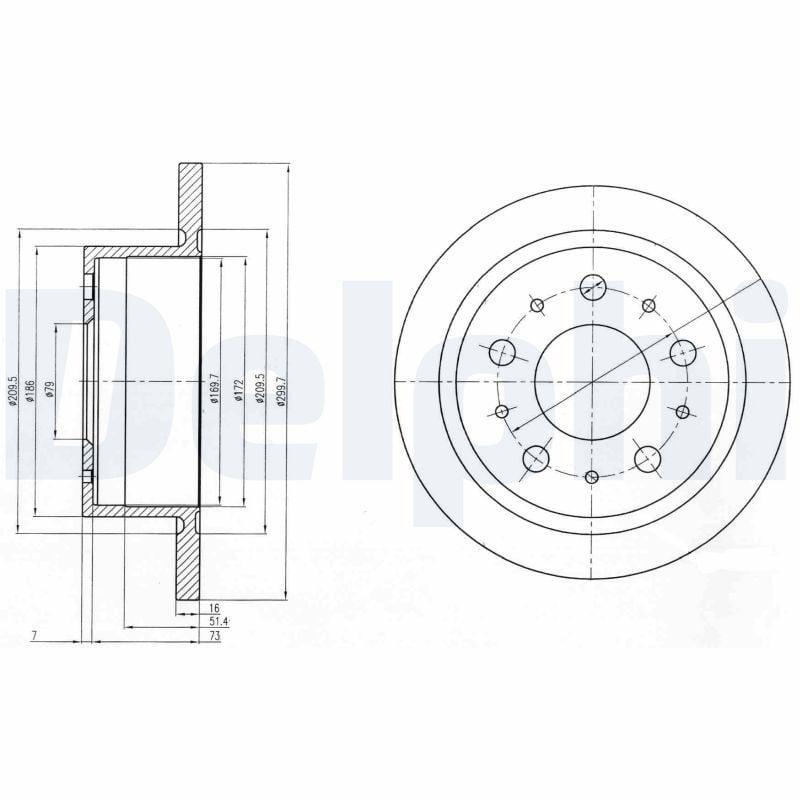 Delphi BG4062 Brake Disc - 300mm Solid with 5 Holes — Brake Rotors & Drums