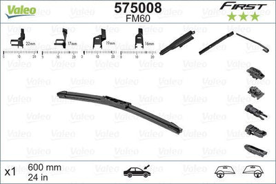 Valeo 575008 Wiper Blade Front Multiconnection Flat Blade 600 mm — Wipers
