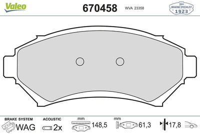 Valeo 670458 Brake Pad Opel Sintra Front 2.2 DTi 2.2 16V 96-99 — Brake Pads
