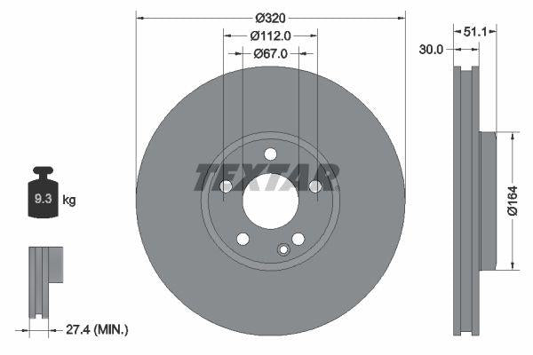 Textar 92258003 Brake Disc 117 / 176 / 246 Front — Brake Rotors & Drums