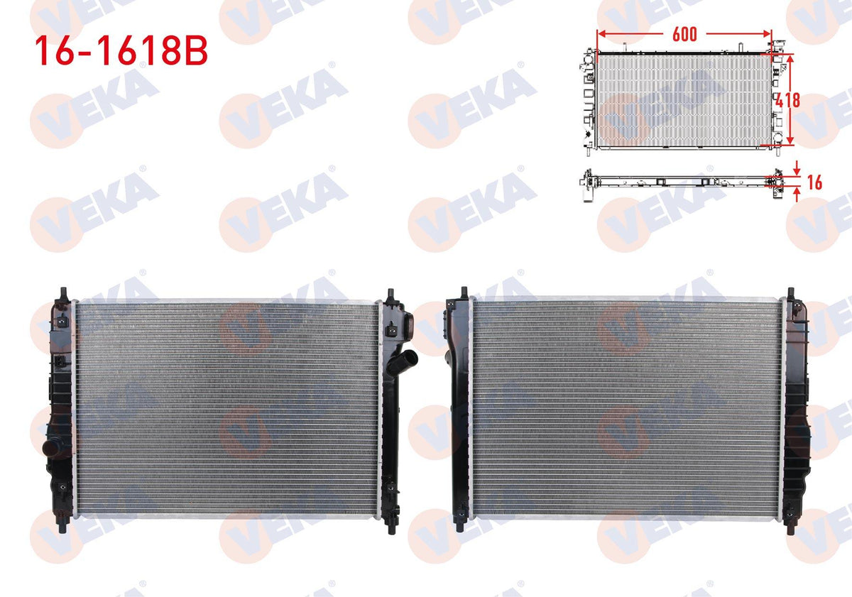 Veka 16-1618B Su Radiator Brazing Chevrolet Aveo (T250) 1.2i-1.2 16V M-T 2006-2011 — Radiators & Fans