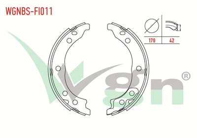 WGN WGNBS-FI011 Parking Brake Shoe Fiat Ducato (244) 2.8 JTD 170X42 mm 2002-2006 / Boxer II 2.2 HDi — Brake Cables & Hardware