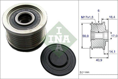 INA 535021310 Alternator Pulley Alfa 159 Giulietta 1.8 Tb 09 — Starting & Charging