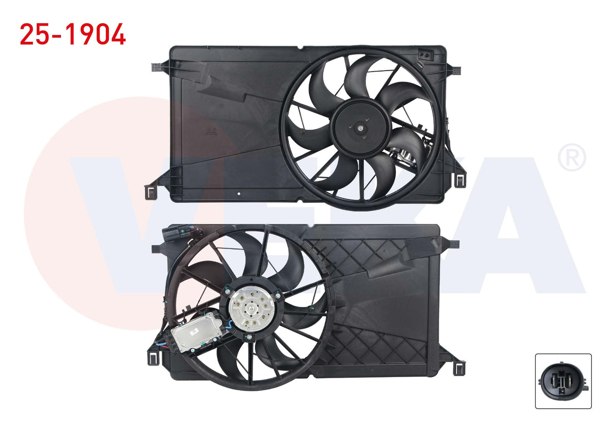 Veka 25-1904 Fan Motor (Su + A/C) with Shroud Single Fan with Control Unit Ford Focus II (Da) 1.6 — Motors, Pumps & Antennas