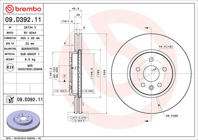 Brembo 09.D392.11 Brake Disc Front UV Coated Opel — Brake Rotors & Drums