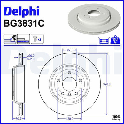 Delphi BG3831C Brake Disc Rear BMW E46 99 > 05 Coated — Brake Rotors & Drums