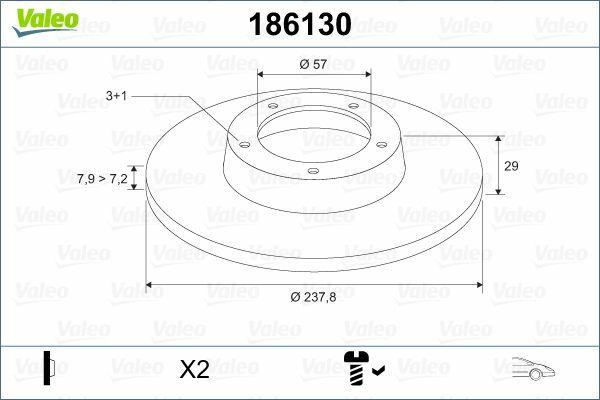 VALEO 186130 Brake Disc Front – 238mm Diameter for 106, Saxo — Brake Rotors & Drums