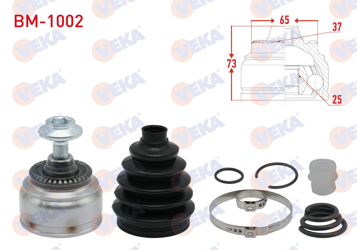 Veka BM-1002 CV Joint Left-Right Front Outer BMW 5 Series (F10) 520 D A-T 37X25x65 Length 73mm 201 — Axles, CV Joints & Boots