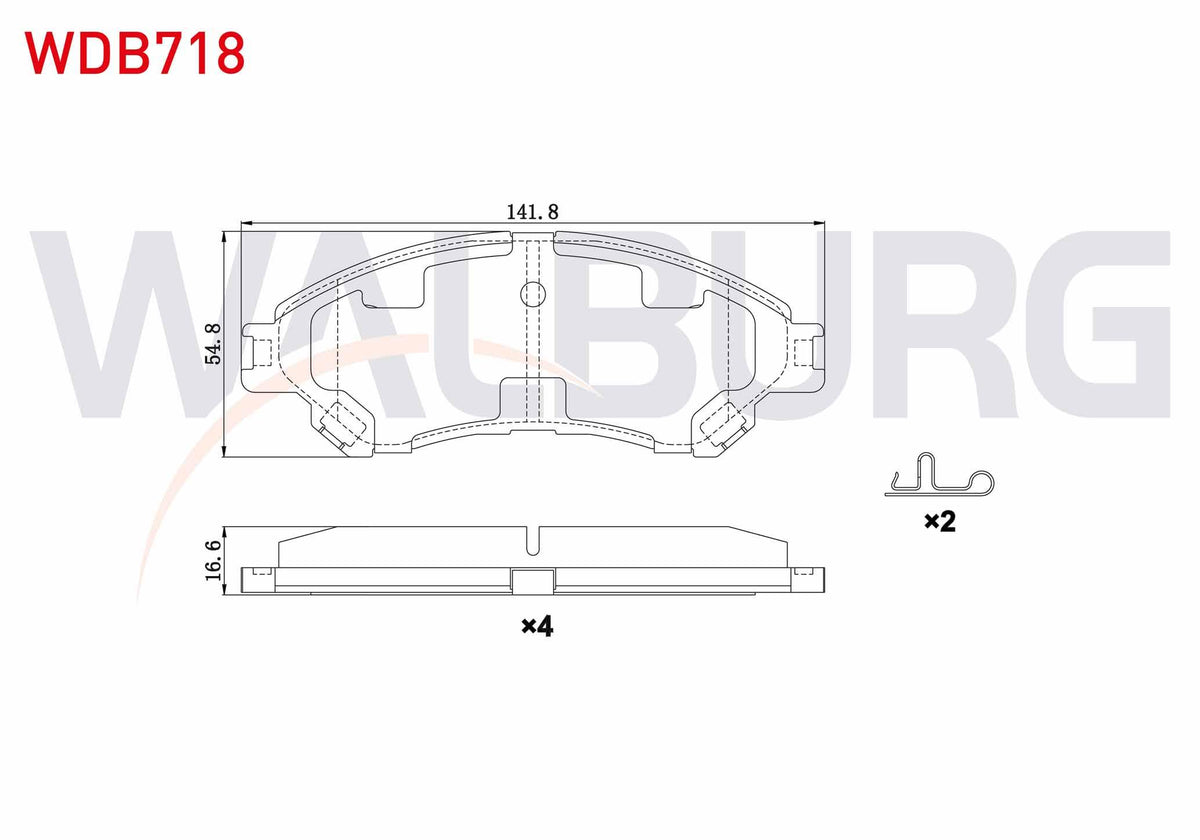 WALBURG WDB718 Brake Pad Front with Wear Indicator Suzuki Vitara (Ly) 1.6i 2015-/ Vitara (Ly) 1.4i 2015-/ Sx4 S — Brake Pads