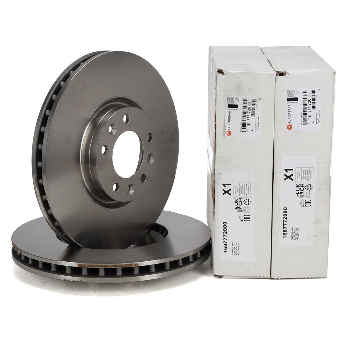 Eurorepar 1687772080 Combo E Grandland X Peugeot 3008 2017-2020 Front Brake Disc 304 mm Set — Brake Rotors & Drums