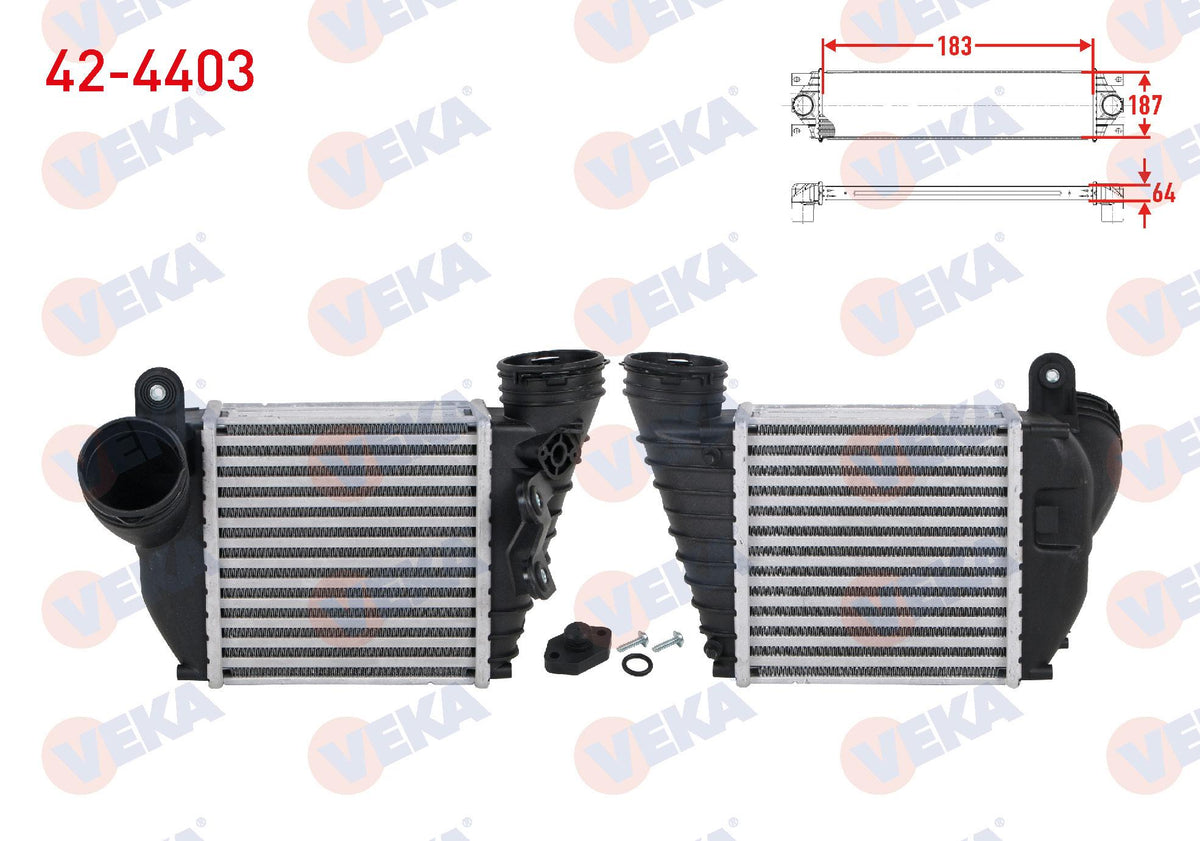 Veka 42-4403 Turbo Radiator (Intercooler) Volkswagen Golf IV (1J1) 1.9 TDI with Piston Rings 1997-2005 — Radiators & Fans