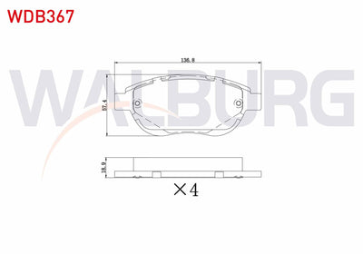 WALBURG WDB367 Brake Pad Front Peugeot 307 1.6 2000-2007 / 307 1.6 HDi 2000-2007 / 207 1.4i 2006-2012 / 207 1.6i — Brake Pads