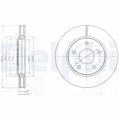 Delphi BG4248 Brake Disc (Twin Pack), Drilled — Brake Rotors & Drums