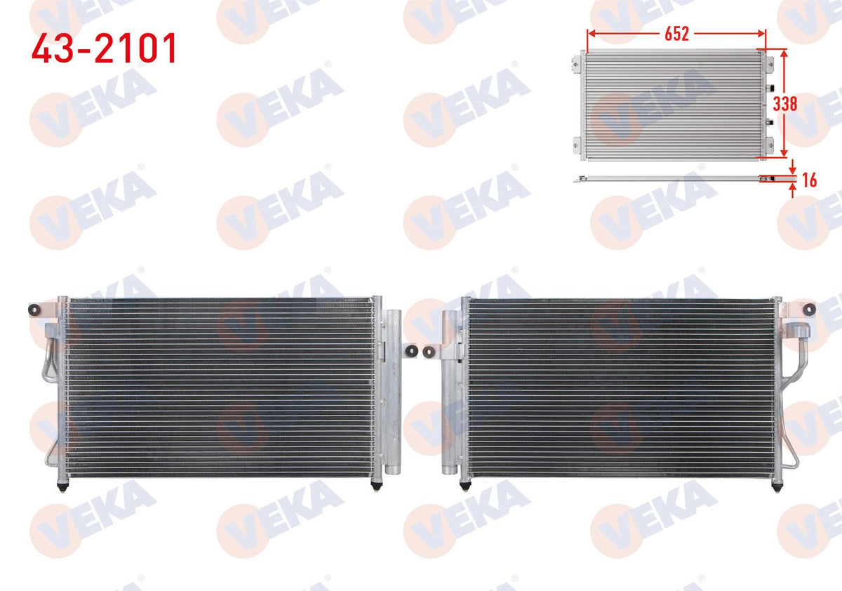 Veka 43-2101 A/C Condenser Hyundai Accent Era 1.4i 16V 2006-2012 — Condensers & Evaporators
