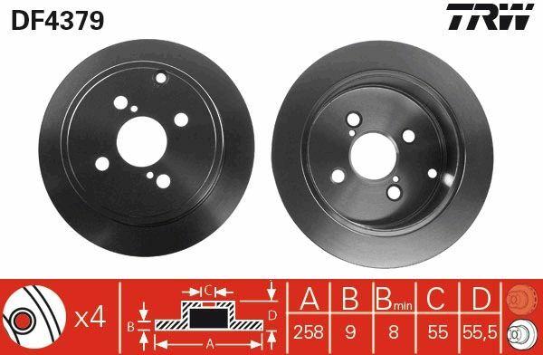 TRW Brake Disc DF4379 - Rear Disc for Corolla VVTI Gasoline (2003-2007) — Brake Rotors & Drums