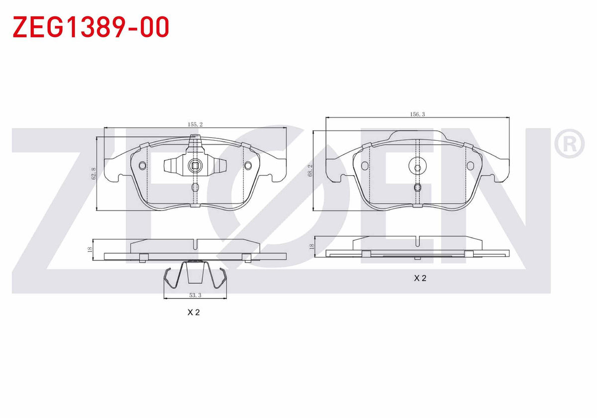 Zegen ZEG1389-00 Brake Pad Front Renault Laguna III (Bt0 / 1) 2.0 dCi 2007-/ 2.0i 16V 2007-/ Megane III 2.0 dCi — Brake Pads