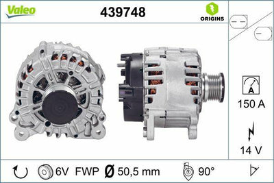 VALEO 439748 Alternator 14V 150A for Audi A4 (2013-2015) & A5 (2012-2017) — Starting & Charging