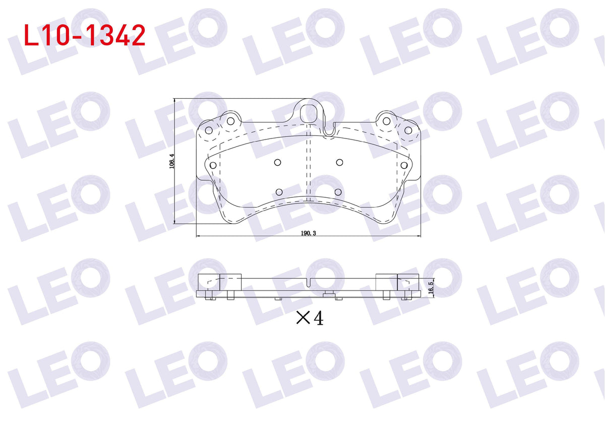 LEO L10-1342 Brake Pad Front Volkswagen Touareg 3.0 V6 TDI 2002-2010 / Audi Q7 3.0 TFSI 2006-2015 / Q7 3.2i V6 2 — Brake Pads