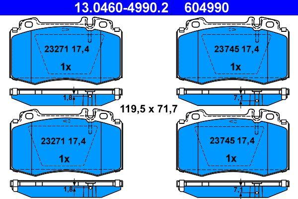 ATE 13.0460-4990.2 Brake Pad Front Cl (C215)-E (W211)-Ml (W163)-Sl (R129/R230)-Slk (R171)-S (W220) — Brake Pads