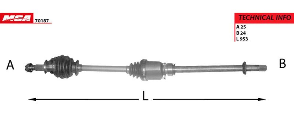 MGA Fiat Fiorino 2007-2012 Right Axle — Axles, CV Joints & Boots