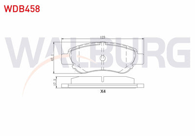 WALBURG WDB458 Brake Pad Front Peugeot 107 1.0i 2005-/ Peugeot 107 1.4 HDi 2005-/ Citroen C1 (Pm_ — Brake Pads