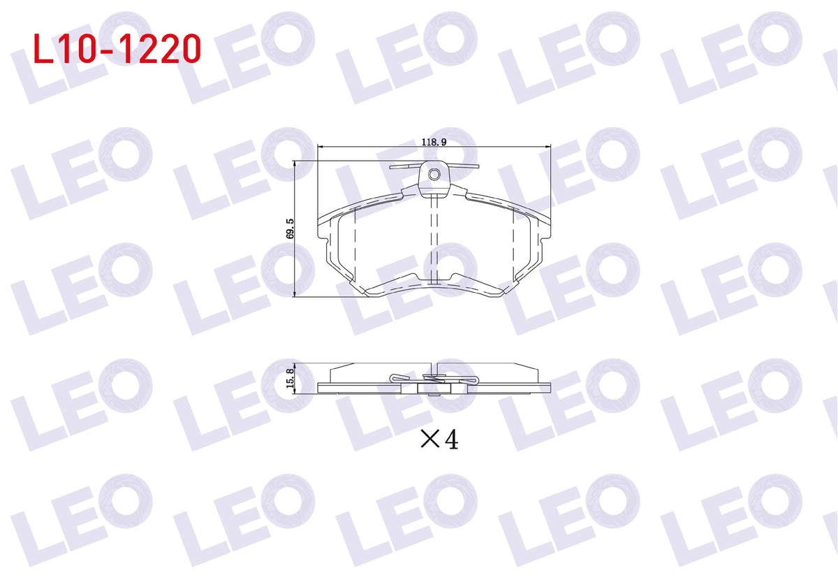 LEO L10-1220 Brake Pad Front VW Passat (3A2,35I) 1.8 1988-1997 / 2.0 1988-1997 / Golf III 1.9 TDI 1991-1999 / Ca — Brake Pads