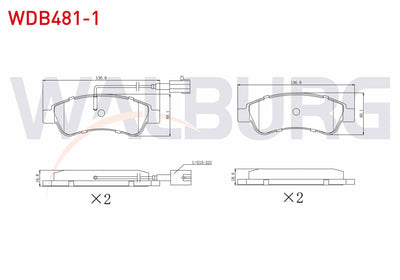 WALBURG WDB481/1 Brake Pad Rear Pair with Connector Fiat Ducato 2.0 Mjt 2014-/ Ducato 2.3 Mjt 2014-/ Citroen Jum — Brake Pads
